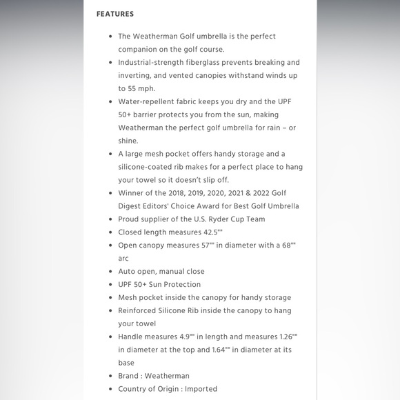 NEW 68” Weatherman Golf Windproof Umbrella - University Florida Gators College - Picture 5 of 16